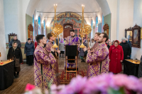 В Неделю 4-ю Великого поста и день памяти преподобного Иоанна Лествичника митрополит Орловский и Болховский Тихон совершил Литургию святителя Василия Великого в Покровском храме села Спасское (Салтыки) Орловского муниципального округа. 26 марта 2023 г.