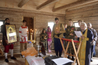 Впервые богослужение состоялось в строящемся храме святого Лазаря Сербского в «Знаменской богатырской заставе». 28 июня 2019 г.