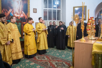 В канун дня памяти священноисповедника Георгия Коссова митрополит Орловский и Болховский Тихон возглавил всенощное бдение в Спасо-Преображенском соборе города Болхова. 8 декабря 2023 г.