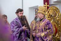 В Неделю 3-ю Великого поста, Крестопоклонную, в день празднования иконы Божией Матери «Державная» и в годовщину со дня преставления схиархимандрита Илия (Ноздрина), в храме Сретения Господня поселка Вятский Посад Орловского муниципального округа была совершена архиерейская Божественная литургия. 15 марта 2026 года, Орловский муниципальный округ В Неделю 3-ю Великого поста, Крестопоклонную, в день празднования иконы Божией Матери «Державная» и в годовщину со дня преставления схиархимандрита Илия (Ноздрина), в храме Сретения Господня поселка Вятский Посад Орловского муниципального округа была совершена архиерейская Божественная литургия. 15 марта 2026 года, Орловский муниципальный округ