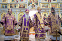 В Неделю 3-ю Великого поста, Крестопоклонную, в день празднования иконы Божией Матери «Державная» и в годовщину со дня преставления схиархимандрита Илия (Ноздрина), в храме Сретения Господня поселка Вятский Посад Орловского муниципального округа была совершена архиерейская Божественная литургия. 15 марта 2026 года, Орловский муниципальный округ В Неделю 3-ю Великого поста, Крестопоклонную, в день празднования иконы Божией Матери «Державная» и в годовщину со дня преставления схиархимандрита Илия (Ноздрина), в храме Сретения Господня поселка Вятский Посад Орловского муниципального округа была совершена архиерейская Божественная литургия. 15 марта 2026 года, Орловский муниципальный округ
