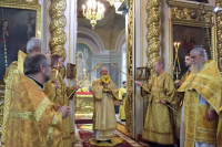 В Неделю 16-ю по Пятидесятнице митрополит Орловский и Болховский Антоний возглавил Божественную литургию в Ахтырском кафедральном соборе Орла. 16 сентября 2018 г.