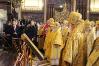 1 февраля 2019 года, в девятую годовщину интронизации Святейшего Патриарха Московского и всея Руси Кирилла, в кафедральном соборном Храме Христа Спасителя в Москве была совершена Божественная литургия. Предстоятелю Русской Православной Церкви сослужили иерархи Московского Патриархата, в том числе митрополит Орловский и Болховский Антоний и епископ Ливенский и Малоархангельский Нектарий