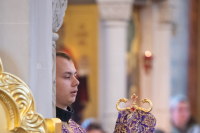 В Великий Четверток, Воспоминание Тайной Вечери, митрополит Орловский и Болховский Тихон возглавил Литургию святителя Василия Великого в храме Казанской иконы Божией Матери города Орла, 9 апреля 2026 года