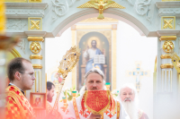 В день памяти преподобного Феодосия, игумена Киево-Печерского, в храме Сретения Господня поселка Вятский Посад совершена Божественная литургия, которую возглавили митрополит Орловский и Болховский Тихон и епископ Североморский и Умбский Тарасий. 16 мая 2026 года.