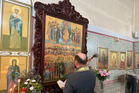 Настоятель храма иконы Божией Матери «Знамение» Курская-Коренная освятил икону Настоятель храма иконы Божией Матери «Знамение» Курская-Коренная освятил икону