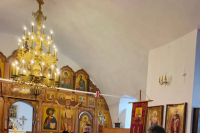 Настоятель храма Вознесения Господня освятил казачье знамя Настоятель храма Вознесения Господня освятил казачье знамя