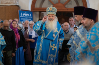 В день памяти Тихвинской иконы Божией Матери митрополит Орловский и Болховский Тихон возглавил Божественную литургию в Троицком Рождества Богородицы Оптине женском монастыре города Болхова. 9 июля 2026 г.
