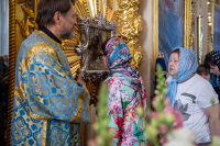 В канун дня Ахтырской иконы Божией Матери, митрополит Орловский и Болховский Тихон совершил всенощное бдение в Ахтырском кафедральном соборе города Орла. 14 июля 2026 г.