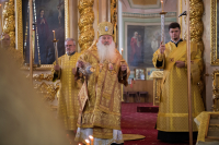 В канун Недели 9-й по Пятидесятнице, Пророка Илии, митрополит Орловский и Болховский Тихон совершил всенощное бдение в Ахтырском кафедральном соборе города Орла. 1 августа 2026 года.