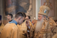 В канун Недели 9-й по Пятидесятнице, Пророка Илии, митрополит Орловский и Болховский Тихон совершил всенощное бдение в Ахтырском кафедральном соборе города Орла. 1 августа 2026 года.