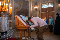 В праздник Преображения Господа Бога и Спаса нашего Иисуса Христа, митрополит Орловский и Болховский Тихон возглавил Божественную литургию и престольные торжества в старинном Спасо-Преображенском храме села Спасское-Лутовиново — родового имения великого русского писателя Ивана Сергеевича Тургенева. 19 августа 2026 года, Мценский район. В праздник Преображения Господа Бога и Спаса нашего Иисуса Христа, митрополит Орловский и Болховский Тихон возглавил Божественную литургию и престольные торжества в старинном Спасо-Преображенском храме села Спасское-Лутовиново — родового имения великого русского писателя Ивана Сергеевича Тургенева. 19 августа 2026 года, Мценский район.
