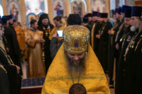 В празднование Собора святых Орловской митрополии, Сретения Владимирской иконы Пресвятой Богородицы, день памяти священноисповедника Георгия Коссова, митрополит Орловский и Болховский Тихон и епископ Ливенский и Малоархангельский Нектарий возглавили Божественную Литургию в Спасо-Преображенском соборе города Болхова. 8 сентября 2026 года. В празднование Собора святых Орловской митрополии, Сретения Владимирской иконы Пресвятой Богородицы, день памяти священноисповедника Георгия Коссова, митрополит Орловский и Болховский Тихон и епископ Ливенский и Малоархангельский Нектарий возглавили Божественную Литургию в Спасо-Преображенском соборе города Болхова. 8 сентября 2026 года.