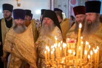 В празднование Собора святых Орловской митрополии, Сретения Владимирской иконы Пресвятой Богородицы, день памяти священноисповедника Георгия Коссова, митрополит Орловский и Болховский Тихон и епископ Ливенский и Малоархангельский Нектарий возглавили Божественную Литургию в Спасо-Преображенском соборе города Болхова. 8 сентября 2026 года. В празднование Собора святых Орловской митрополии, Сретения Владимирской иконы Пресвятой Богородицы, день памяти священноисповедника Георгия Коссова, митрополит Орловский и Болховский Тихон и епископ Ливенский и Малоархангельский Нектарий возглавили Божественную Литургию в Спасо-Преображенском соборе города Болхова. 8 сентября 2026 года.