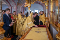 В празднование Собора святых Орловской митрополии, Сретения Владимирской иконы Пресвятой Богородицы, день памяти священноисповедника Георгия Коссова, митрополит Орловский и Болховский Тихон и епископ Ливенский и Малоархангельский Нектарий возглавили Божественную Литургию в Спасо-Преображенском соборе города Болхова. 8 сентября 2026 года. В празднование Собора святых Орловской митрополии, Сретения Владимирской иконы Пресвятой Богородицы, день памяти священноисповедника Георгия Коссова, митрополит Орловский и Болховский Тихон и епископ Ливенский и Малоархангельский Нектарий возглавили Божественную Литургию в Спасо-Преображенском соборе города Болхова. 8 сентября 2026 года.