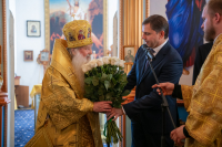 В празднование Собора святых Орловской митрополии, Сретения Владимирской иконы Пресвятой Богородицы, день памяти священноисповедника Георгия Коссова, митрополит Орловский и Болховский Тихон и епископ Ливенский и Малоархангельский Нектарий возглавили Божественную Литургию в Спасо-Преображенском соборе города Болхова. 8 сентября 2026 года. В празднование Собора святых Орловской митрополии, Сретения Владимирской иконы Пресвятой Богородицы, день памяти священноисповедника Георгия Коссова, митрополит Орловский и Болховский Тихон и епископ Ливенский и Малоархангельский Нектарий возглавили Божественную Литургию в Спасо-Преображенском соборе города Болхова. 8 сентября 2026 года.