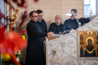 В Неделю 26-ю по Пятидесятнице, день памяти святой великомученицы Екатерины, митрополит Орловский и Болховский Тихон совершил Божественную литургию в храме священноисповедника Георгия Коссова в микрорайоне Болховский города Орла, 7 декабря 2025 года.