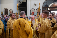 В Неделю 19-ю по Пятидесятнице, преподобного Харитона Исповедника, преподобных схимонаха Кирилла и схимонахини Марии, родителей преподобного Сергия Радонежского, Собора преподобных отцов Киево-Печерских, в Ближних пещерах почивающих, Обре́тения мощей преподобномученицы великой княгини Елисаветы,митрополит Орловский и Болховский Тихон возглавил Божественную литургию и совершил две хиротонии в храме святой блаженной Матроны Московской города Орла. 11 октября 2026 года.